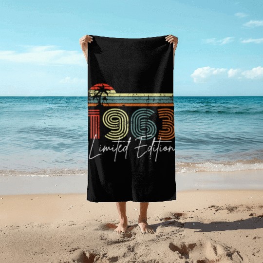 60 Years Vintage 1963 Retro 60th Birthday Beach Towels