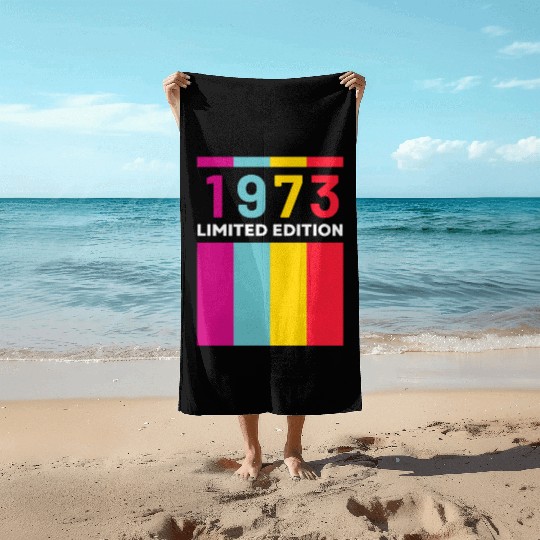 50 Years Vintage 1973 Retro 50th Birthday Beach Towels
