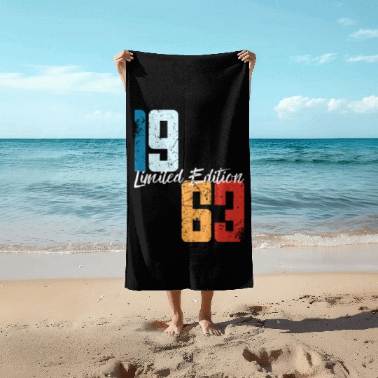 60 Years Vintage 1963 Retro 60th Birthday Beach Towels