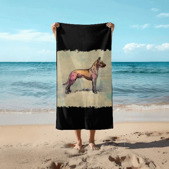 vintage Great Dane dog Beach Towels