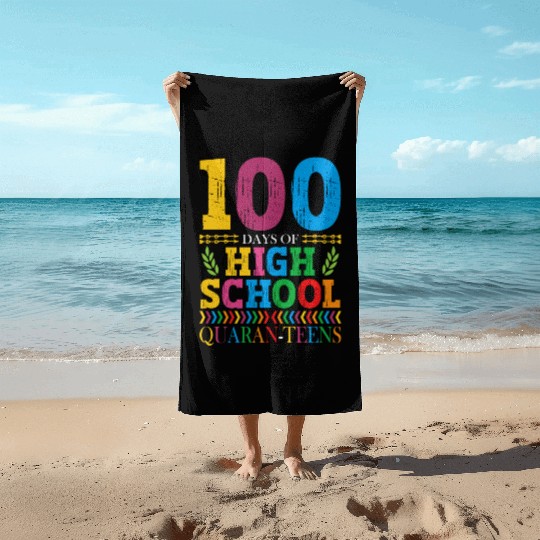100 Days Of High School Quaran-teens Masked Beach Towels