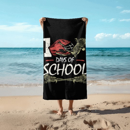 100 Days Of School Sports Game Lacrosse Player Beach Towels