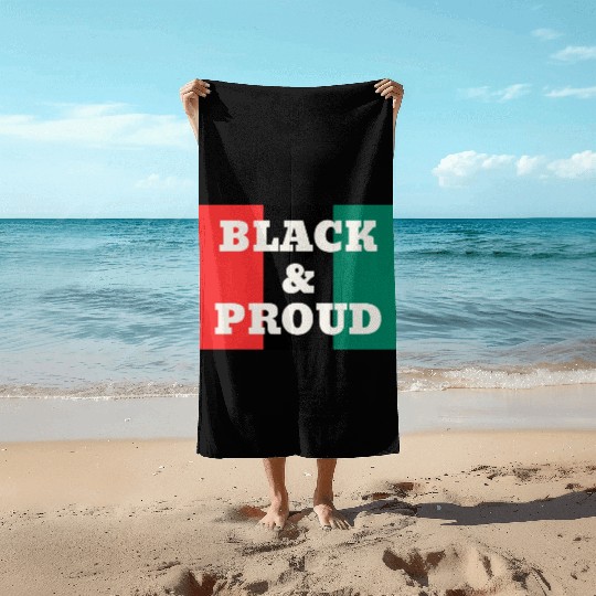 Black and Proud on a Red, Black, and Green Colors Beach Towels