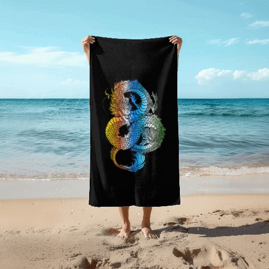 Japanese Dragon Vintage Demon Retro 102 Beach Towels