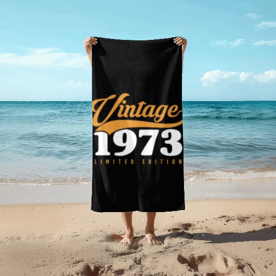 50 Years Vintage 1973 Retro 50th Birthday Beach Towels