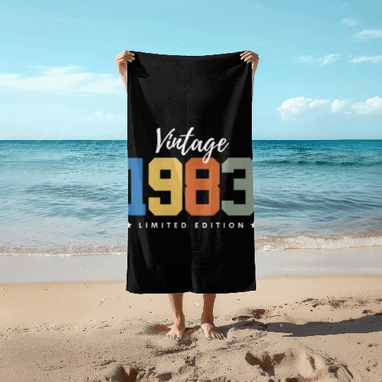 40 Years Vintage 1983 Retro 40th Birthday Beach Towels