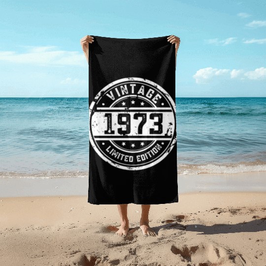 50 Years Vintage 1973 Retro 50th Birthday Beach Towels