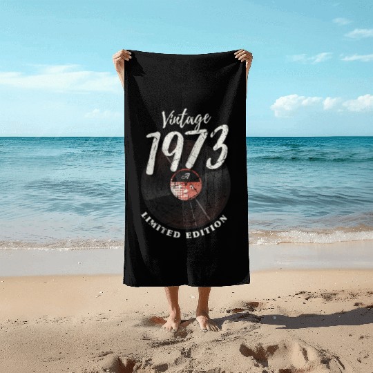 50 Years Vintage 1973 Retro 50th Birthday Beach Towels