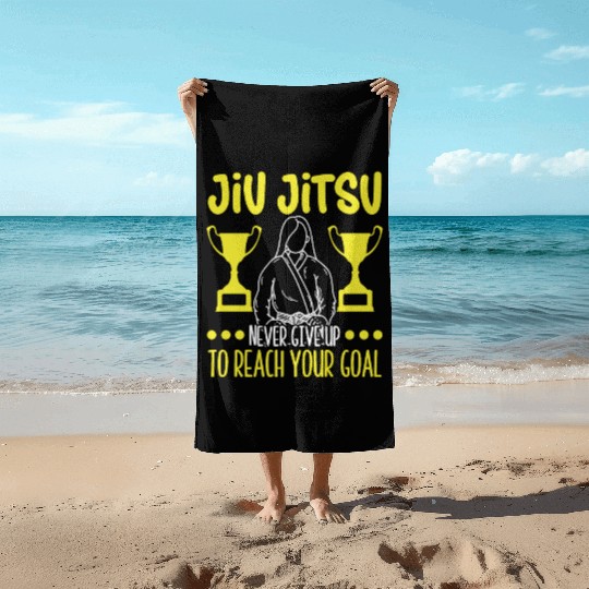 Jiu jitsu never give up jujutsu martial arts mma Beach Towels