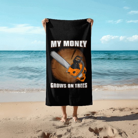 chainsaw Lumberjack Beach Towels