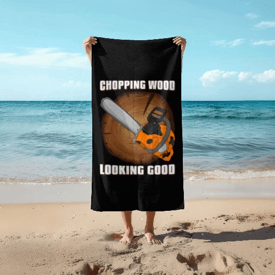 chainsaw Lumberjack Beach Towels