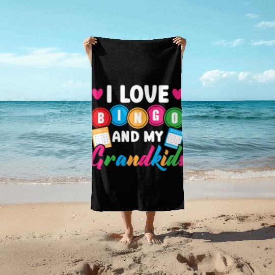 I Love Bingo And My Grandkids Casino Bingo Grandma Beach Towels