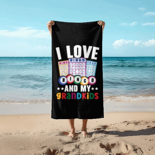 I Love Bingo And My Grandkids Casino Bingo Grandma Beach Towels