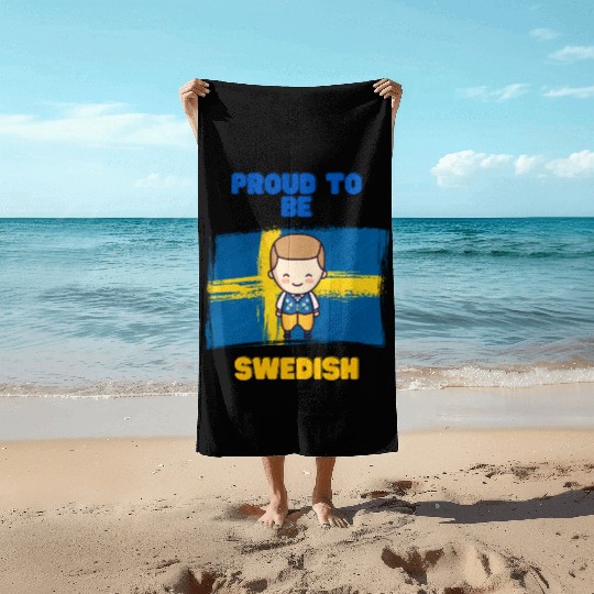 Proud to be swedish - cute design Beach Towels
