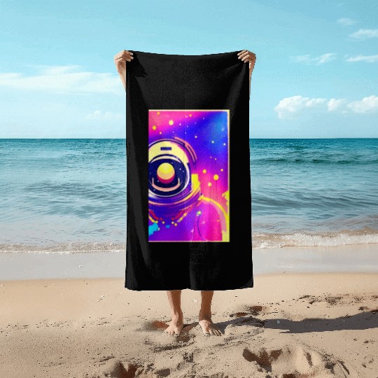Astronaut neon colors Beach Towels