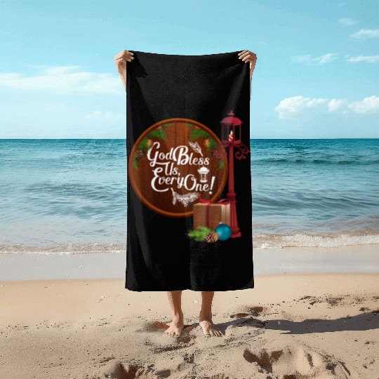A Christmas Carol Charles Dickens God Bless Us Eve Beach Towels