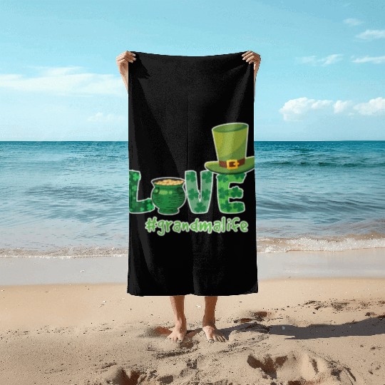 Shamrock Love Grandma Saint Patrick Day Beach Towels