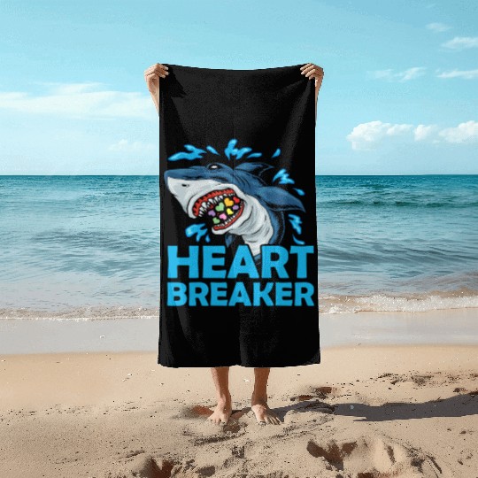 Heartbreaker Shark Anti-Valentine's Day Solo Beach Towels