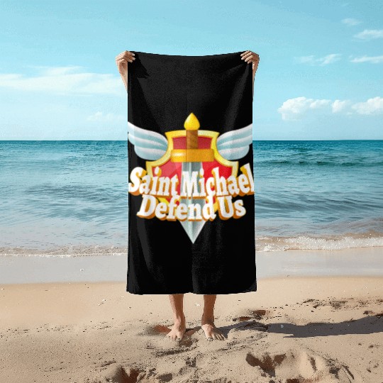St. Michael the Archangel Icon Dragon Catholic Ang Beach Towels