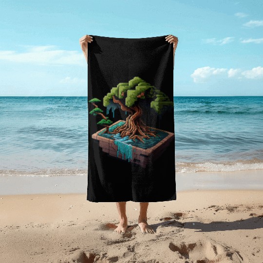 8 Bit Bonsai Tree Beach Towels