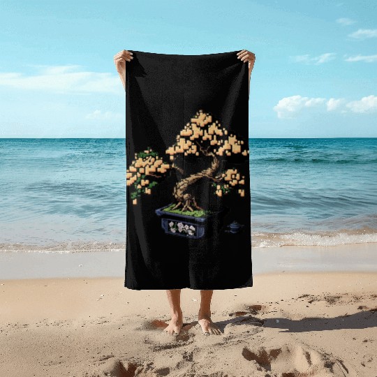 8 Bit Bonsai Tree Beach Towels