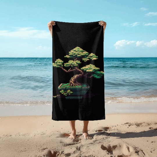 8 Bit Bonsai Tree Beach Towels