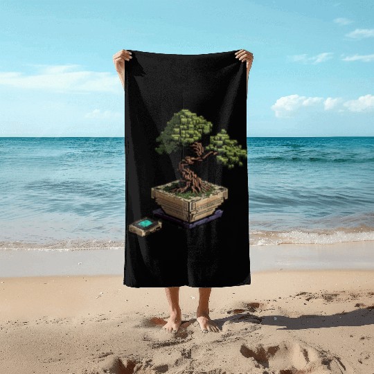 8 Bit Bonsai Tree Beach Towels