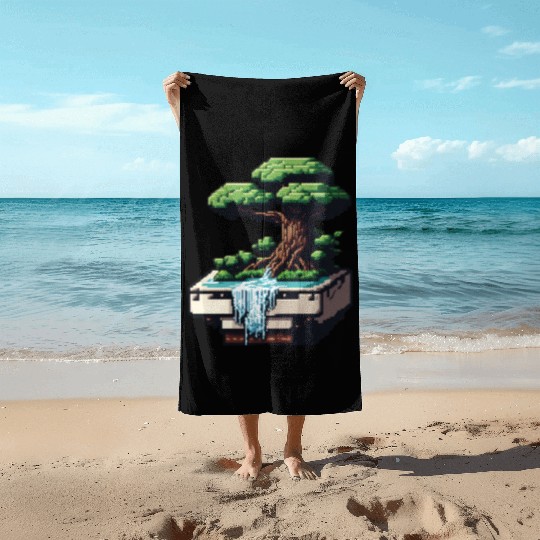 8 Bit Bonsai Tree Beach Towels