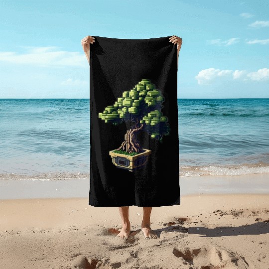 8 Bit Bonsai Tree Beach Towels