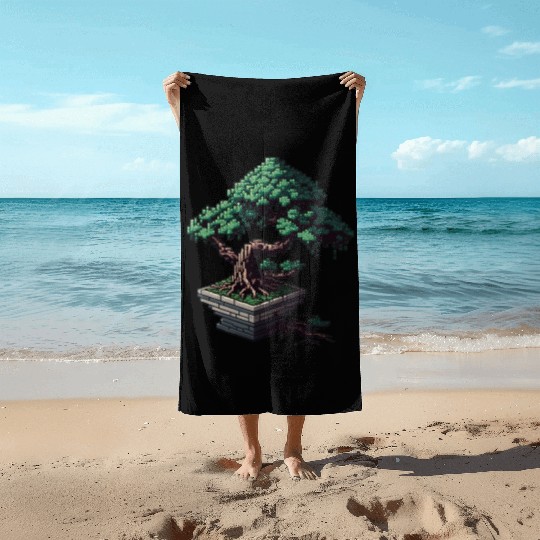 8 Bit Bonsai Tree Beach Towels