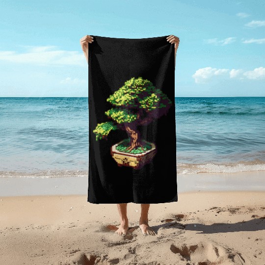8 Bit Bonsai Tree Beach Towels