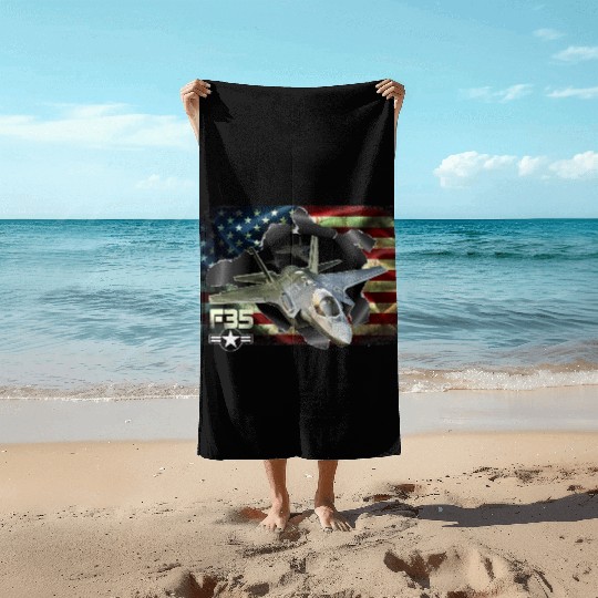 F 35 Lightning Air Force Military Veteran Pride US Beach Towels