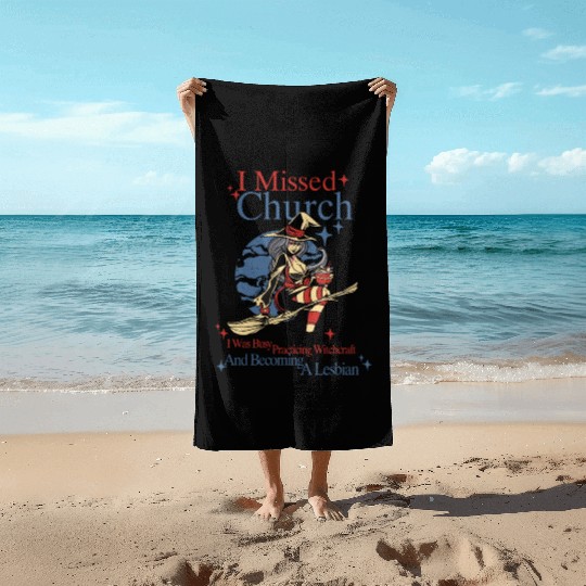Missed Church Sexy Lesbian Witch LGBT Pride Anime Beach Towels