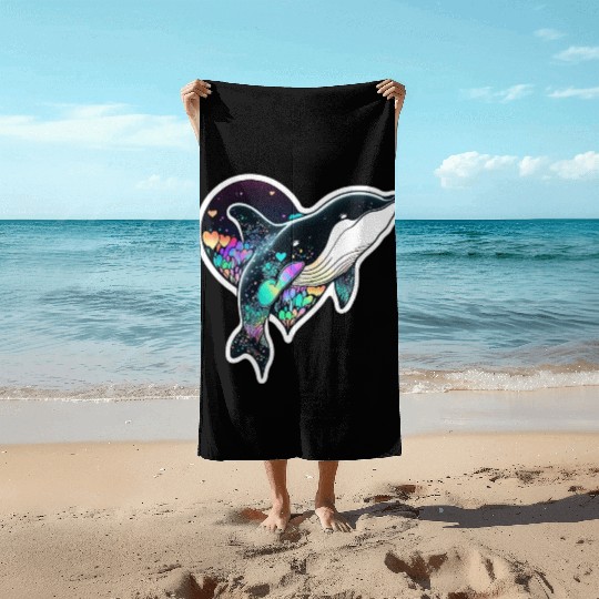 Orca Is My Valentine, Love Hearts Orca Valentines Beach Towels