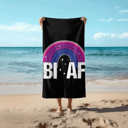 Bi AF Bisexual Pride Flag Rainbow Beach Towels