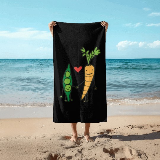 womens carrot and peas v neck Beach Towels