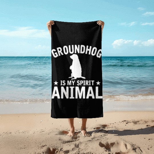 Groundhog Is My Spirit Animal Beach Towels Animal Lover