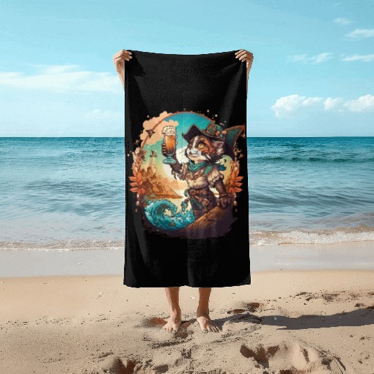 Get Ready to Sail the High Seas with Pirate Cat Beach Towels