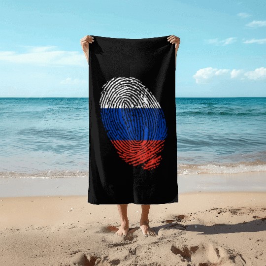 Russian flag fingerprints Beach Towels