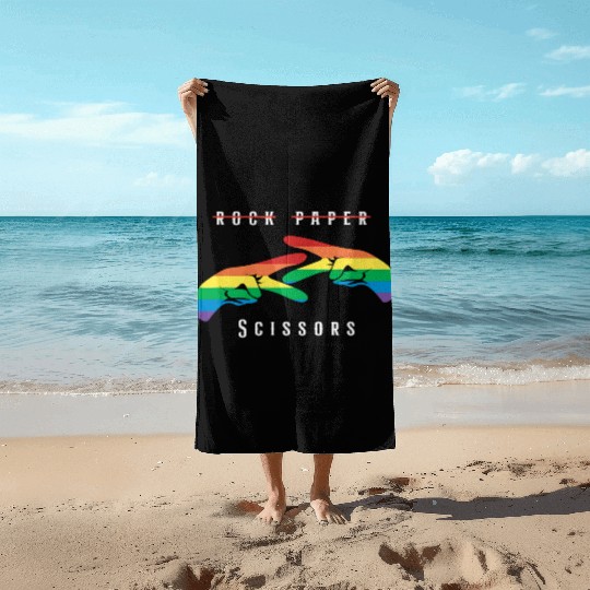 Rock Paper Scissors | Funny Lesbian Pride LGBT Beach Towels