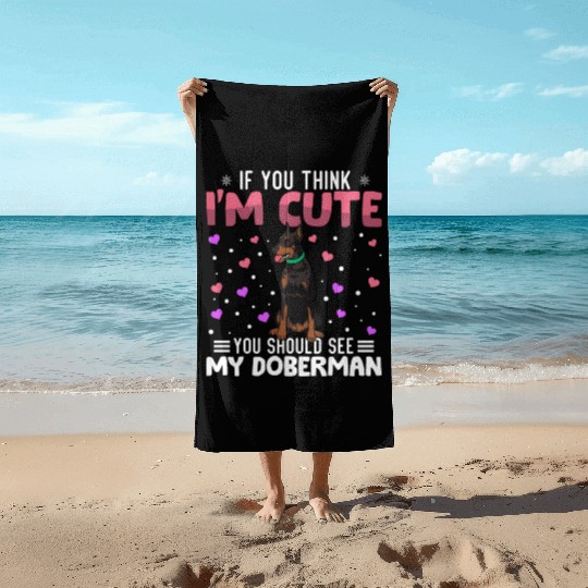 Doberman Heart Valentine's Day Animal For Womens Beach Towels
