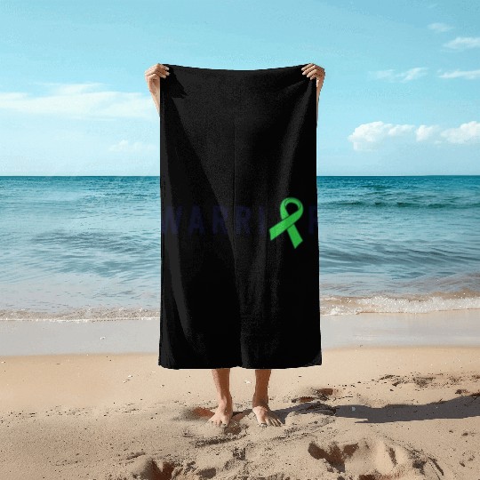 Mental Health Warrior Green Ribbon Awareness Beach Towels