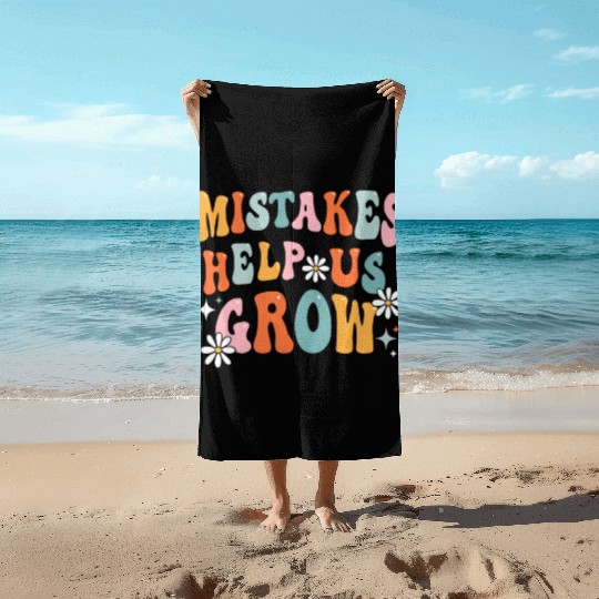 Groovy Growth Mindset Positive Retro Teacher Back Beach Towels