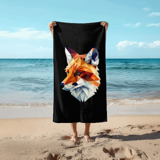 Fox Polygon Wild Animal Lover Wildlife Zookeeper Beach Towels