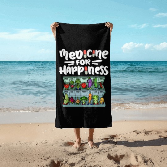 Medicine For Happiness Vegetable Dose Daily Beach Towels
