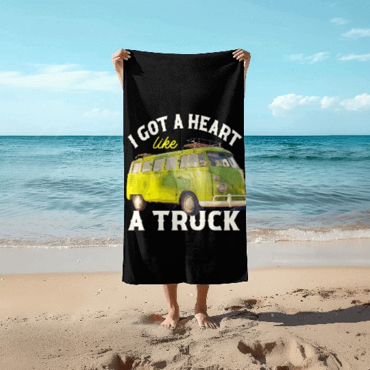 I Got A Heart Like A Truck Beach Towels