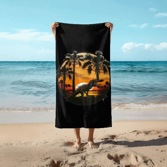 Florida Everglades Sunset Alligator and Palm Tree Beach Towels