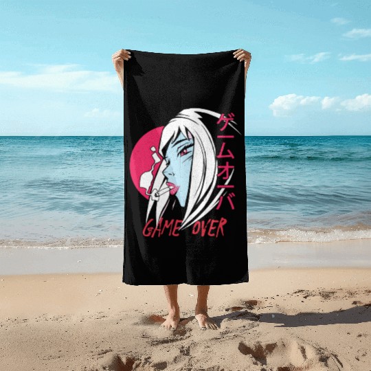 Anime Manga Girl - Game over Beach Towels