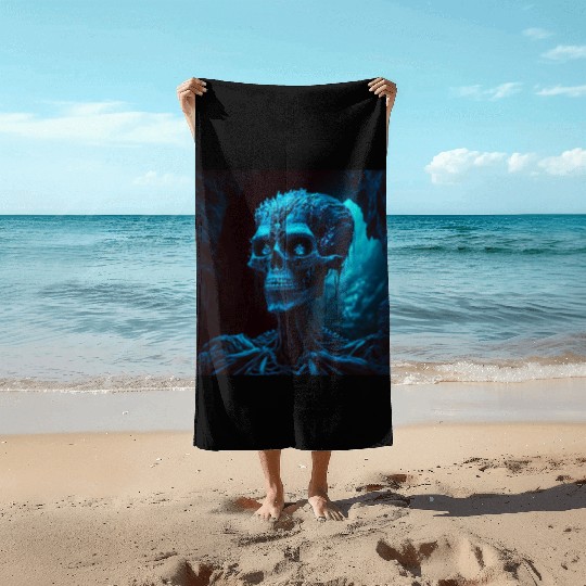 Glamour shot of a skeletal dark witch Beach Towels