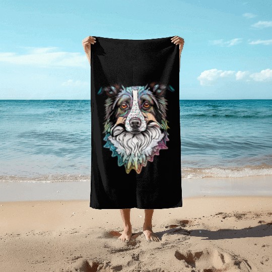 Border Collie Fantasy Dog Beach Towels